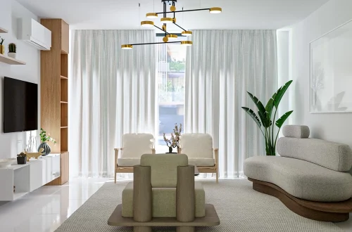 Marena Sala de estar moderna con muebles de diseño minimalista y luz natural